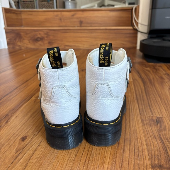 Dr. Martens White Ankle Boots with Black Soles - Picture 8 of 9